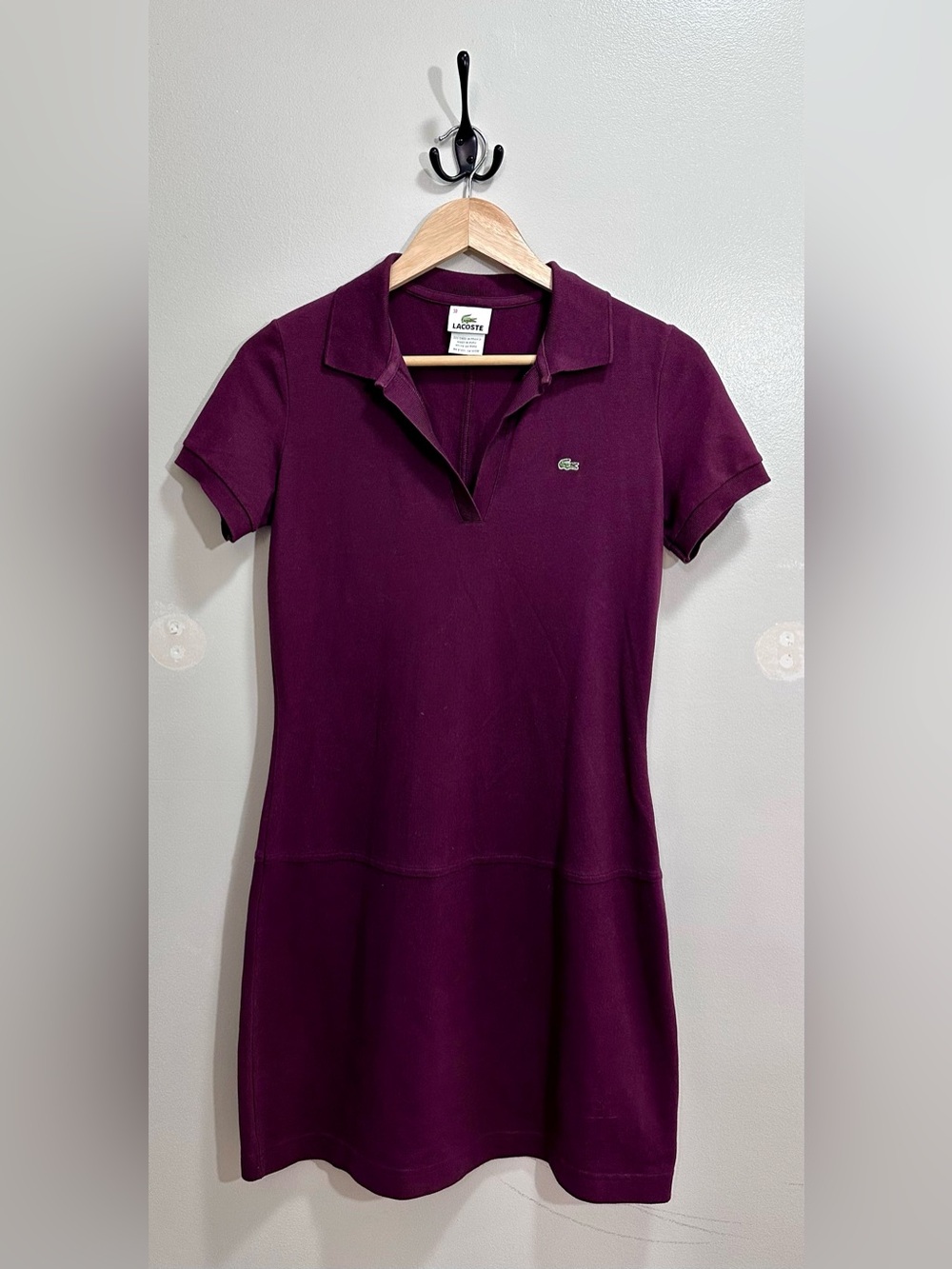 Lacoste Short Sleeve Slim Fit Pique Polo Dress in Wine Size M